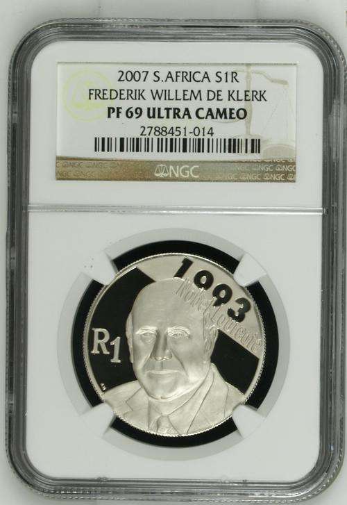 2007 Silver R1 (F.W. de Klerk) NGC Graded PF69 Ultra Cameo "High Grade"